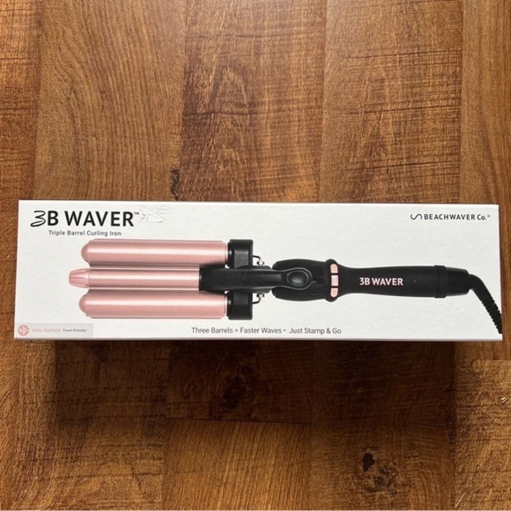 3B Waver The Beachwaver Curling Iron Pink Triple Barrel New in Box